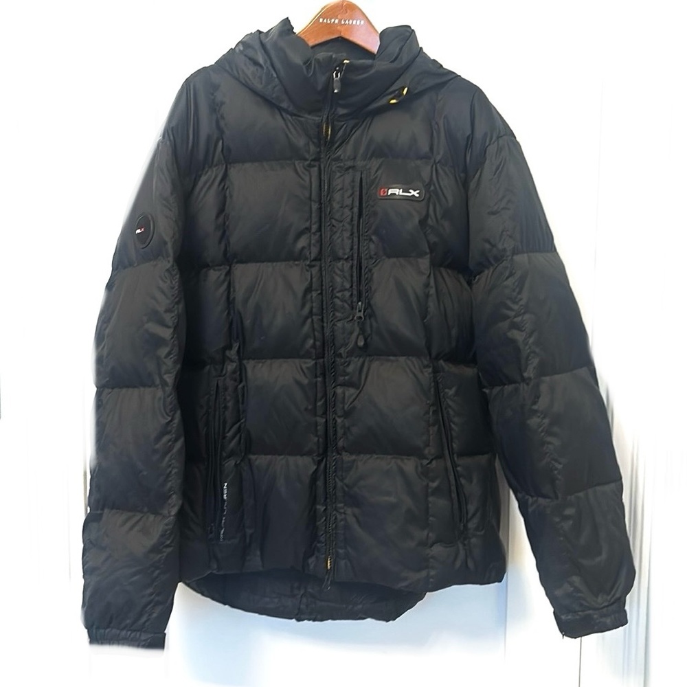 RLX Ralph Lauren Black Glossed Down Quilted Ski Puffer Jacket